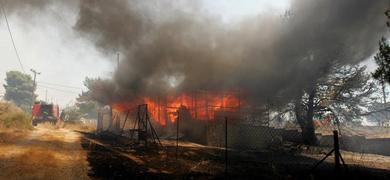 El viento dificulta las tareas de extincin a las puertas de Atenas