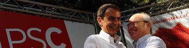 Zapatero y Montilla escenifican la unidad socialista en Catalua 