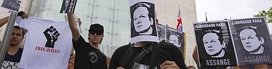 Numerosas protestas en defensa del fundador de Wikileaks