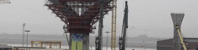 El temporal de lluvia y viento paraliza la obra del segundo puente