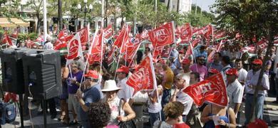 Manifestacin de los sindicatos en apoyo a la huelga general