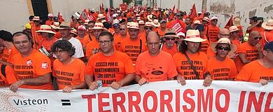 Trabajadores de Visteon, en una manifestacin por El Puerto.